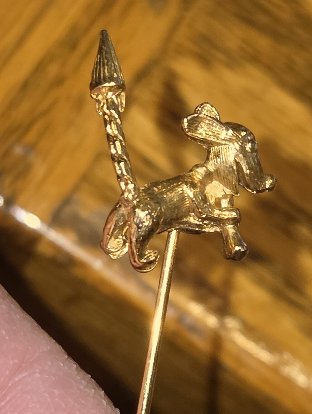 Gold Tone Dog Lapel Pin - Classic Canine Accent Articulated Tail